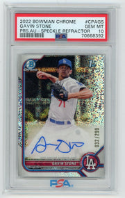 Gavin Stone 2022 1st Bowman Chrome speckle ref. autograph #'d 032/299 PSA 10