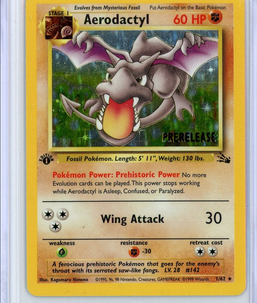Aerodactyl Pokémon Fossil 1st Edition Pre Release Holo #1/62