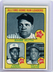 B Ruth H Aaron W Mays 1973 Topps All-Time HR Leaders #1