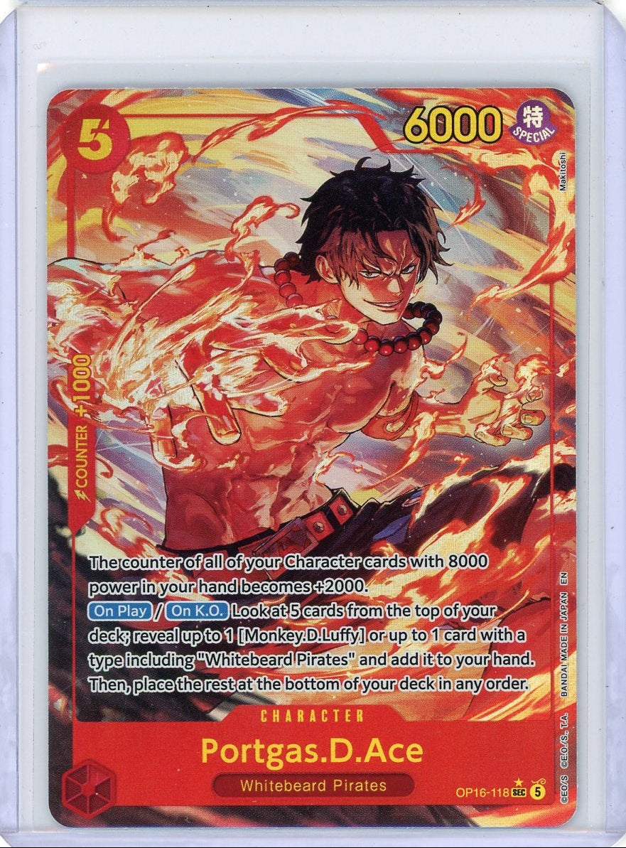 Portgas.D.Ace One Piece OP16-118 Secret Rare Alternate Art