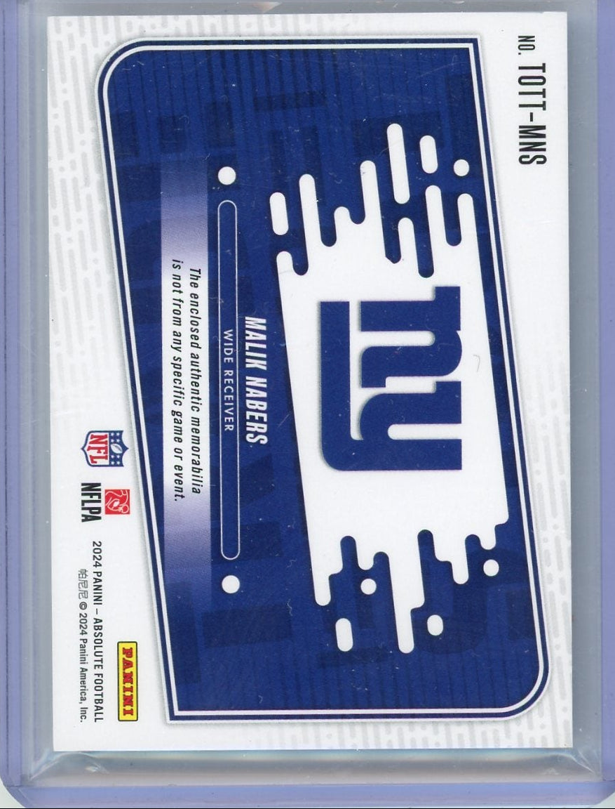 Malik Nabers 2024 Panini Absolute Tools of the Trade triple relic prime rc #'d 25/49