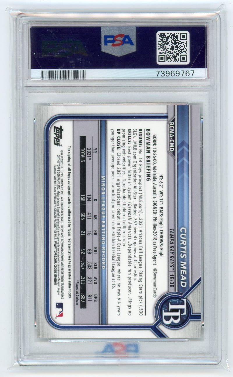 Curtis Mead 2022 Bowman Chrome Mega Box/Mojo autograph PSA 10