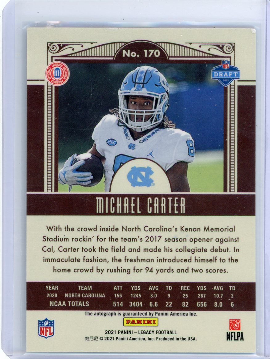 Michael Carter 2021 Panini Legacy autograph rookie card