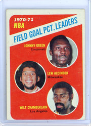 J Green L Alcindor W Chamberlain 1970-71 Topps Field Goal Pct Leaders #140