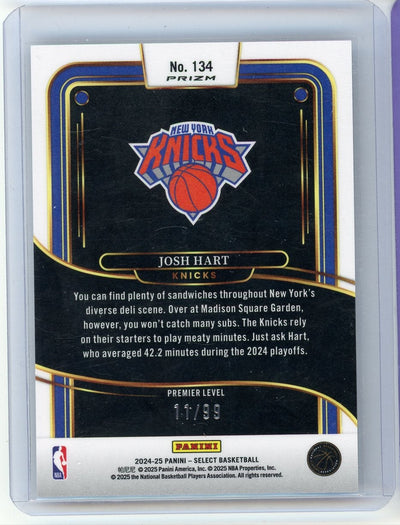 Josh Hart 2024-25 Panini Select white prizm #'d 11/99