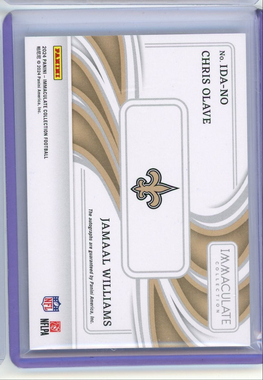 Chris Olave Jamaal Williams 2024 Panini Immaculate dual autograph #'d 13/25
