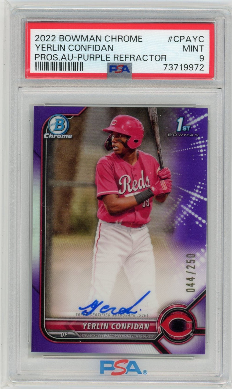 Yerlin Confidan 2022 1st Bowman Chrome purple ref. autograph 