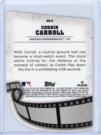 Corbin Carroll 2023 Bowman's Best Reel to Reel die-cut speckle rookie card