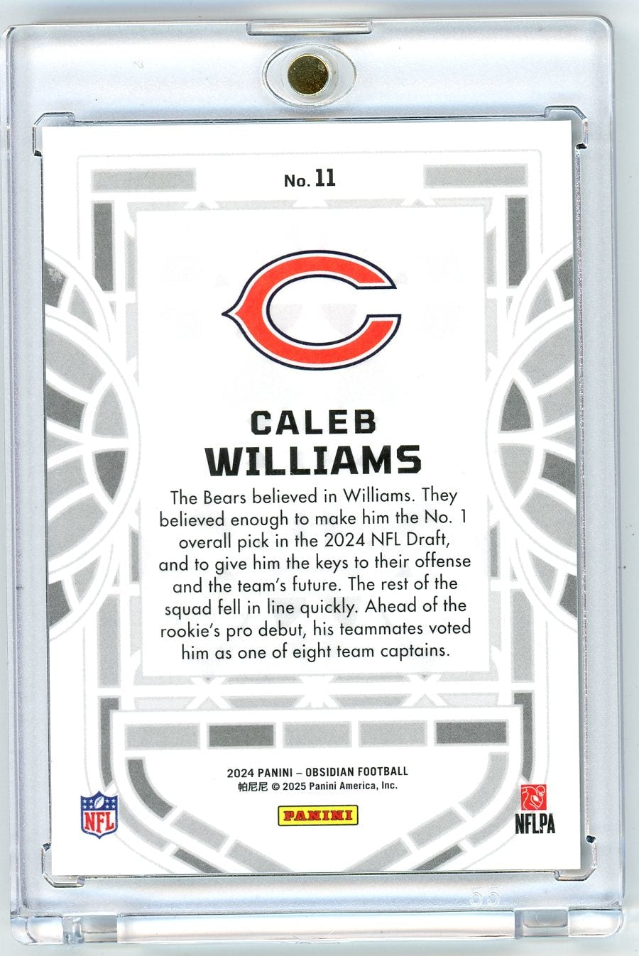 Caleb Williams 2024 Panini Obsidian Black Stained Glass