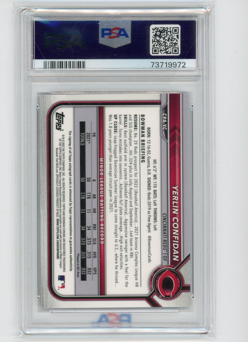 Yerlin Confidan 2022 1st Bowman Chrome purple ref. autograph 