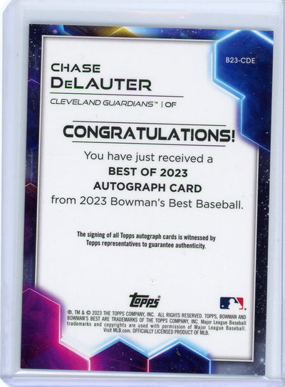 Chase DeLauter 2023 Bowman's Best gold refractor autograph #'d 22/50