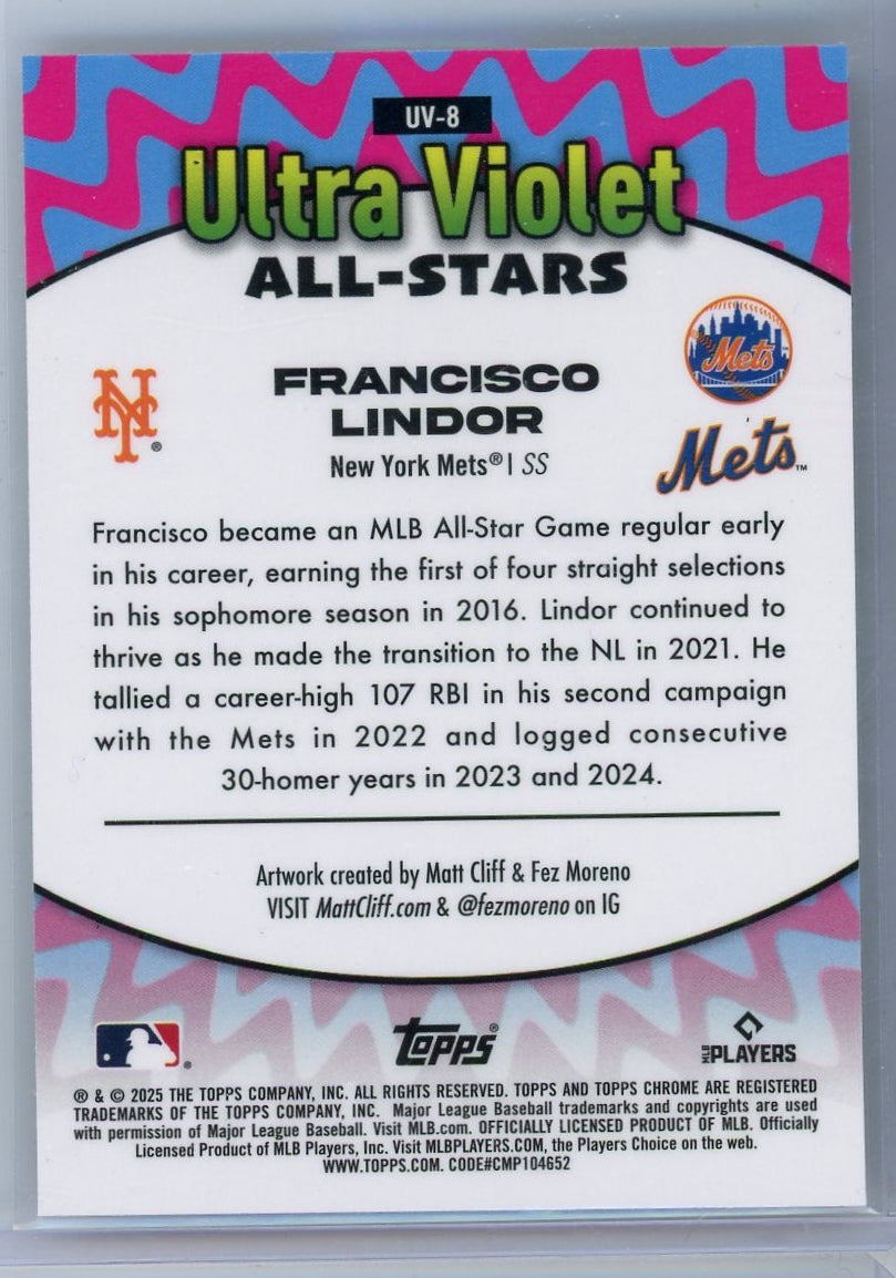 Francisco Lindor 2025 Topps Chrome Ultra Violet