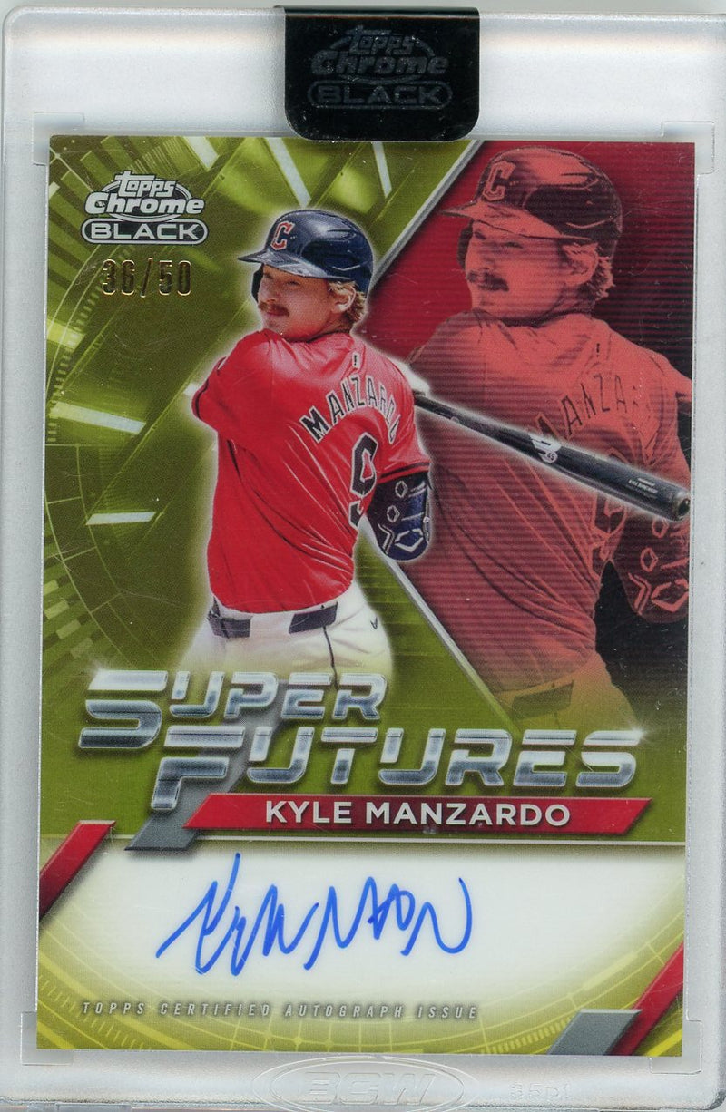 Kyle Manzardo 2025 Topps Chrome Black Super Futures autograph gold ref. 