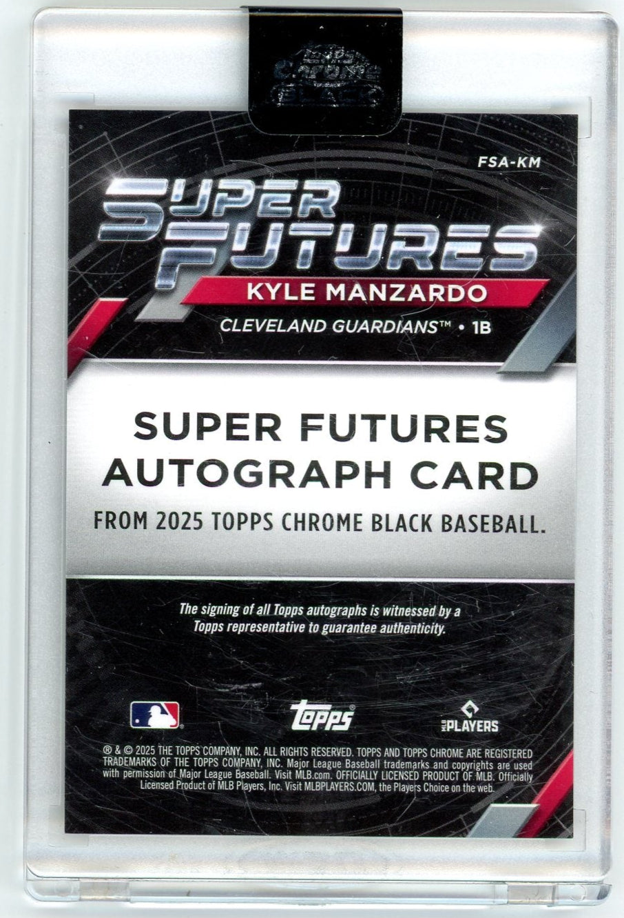Kyle Manzardo 2025 Topps Chrome Black Super Futures autograph gold ref. #'d 36/50
