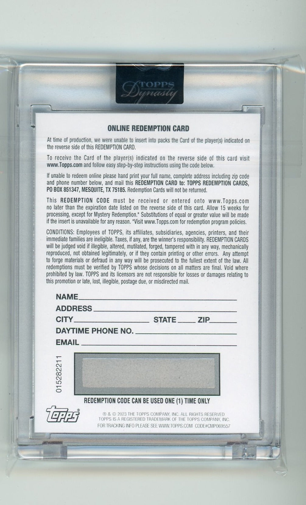 Salvador Perez 2022 Topps Dynasty Patch Card redemption