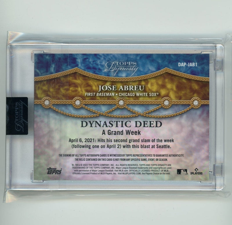 Jose Abreu 2022 Topps Dynasty Dynastic Deed relic autograph 