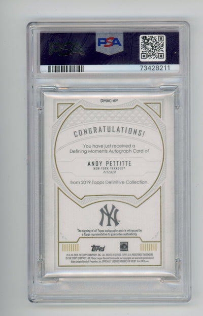 Andy Pettitte 2019 Topps Definitive Defining Moments autograph #'d 12/19 PSA 9