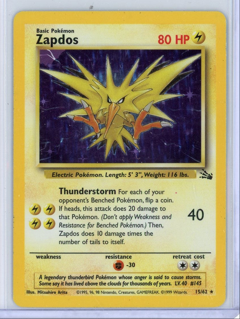Zapdos Pokémon Fossil Holo #15/62