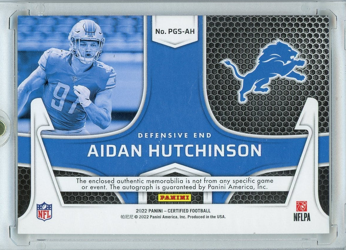 Aidan Hutchinson 2022 Panini Certified Piece of the Game RPA "Lions" #'d 05/49