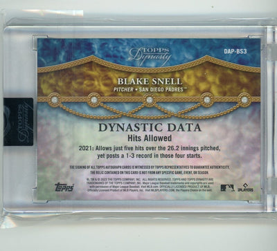 Blake Snell 2022 Topps Dynasty Dynastic Data relic autograph #'d 4/5