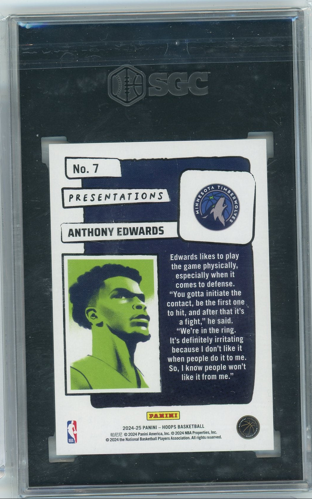 Anthony Edwards 2024-25 Panini NBA Hoops Presentations SGC 9.5