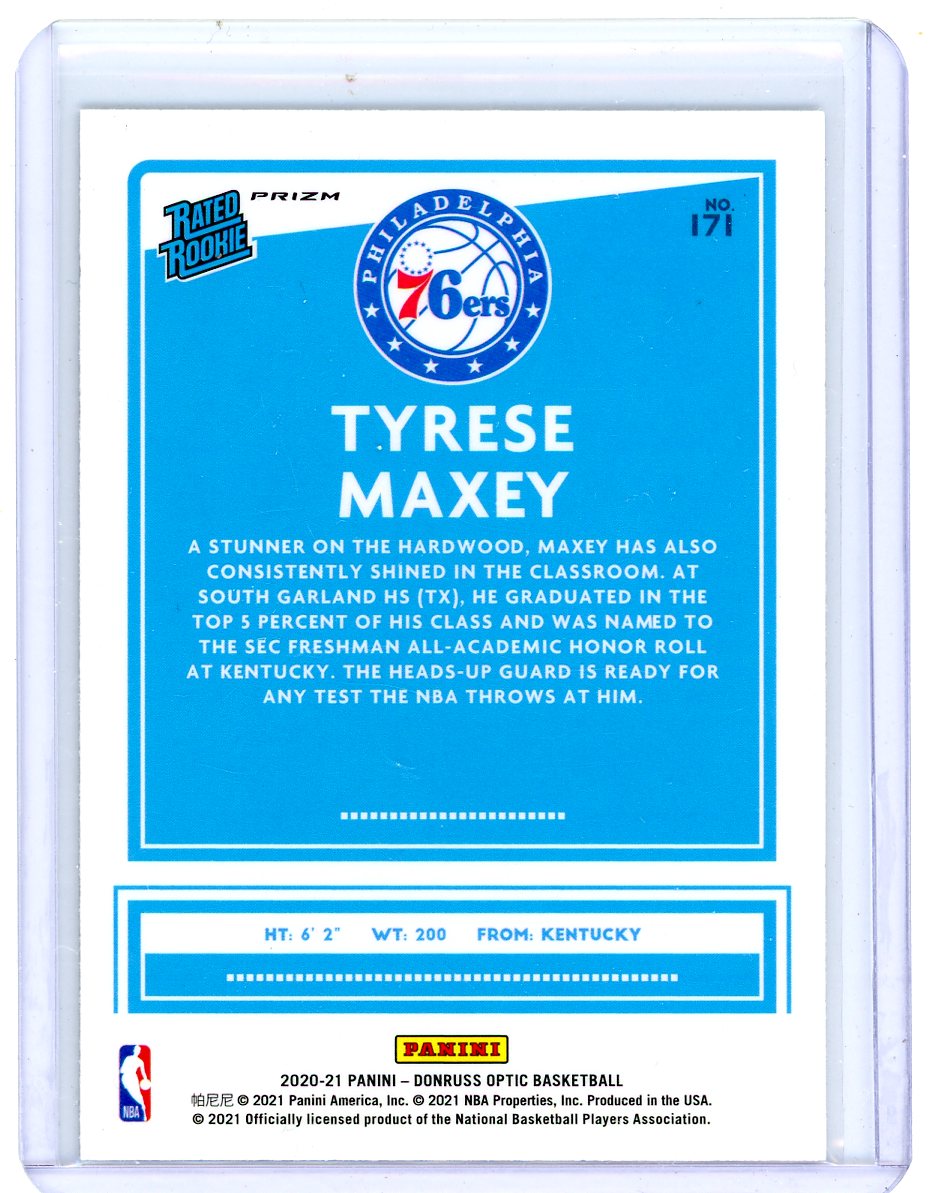 Tyrese Maxey 2020-21 Panini Donruss Optic Choice RC