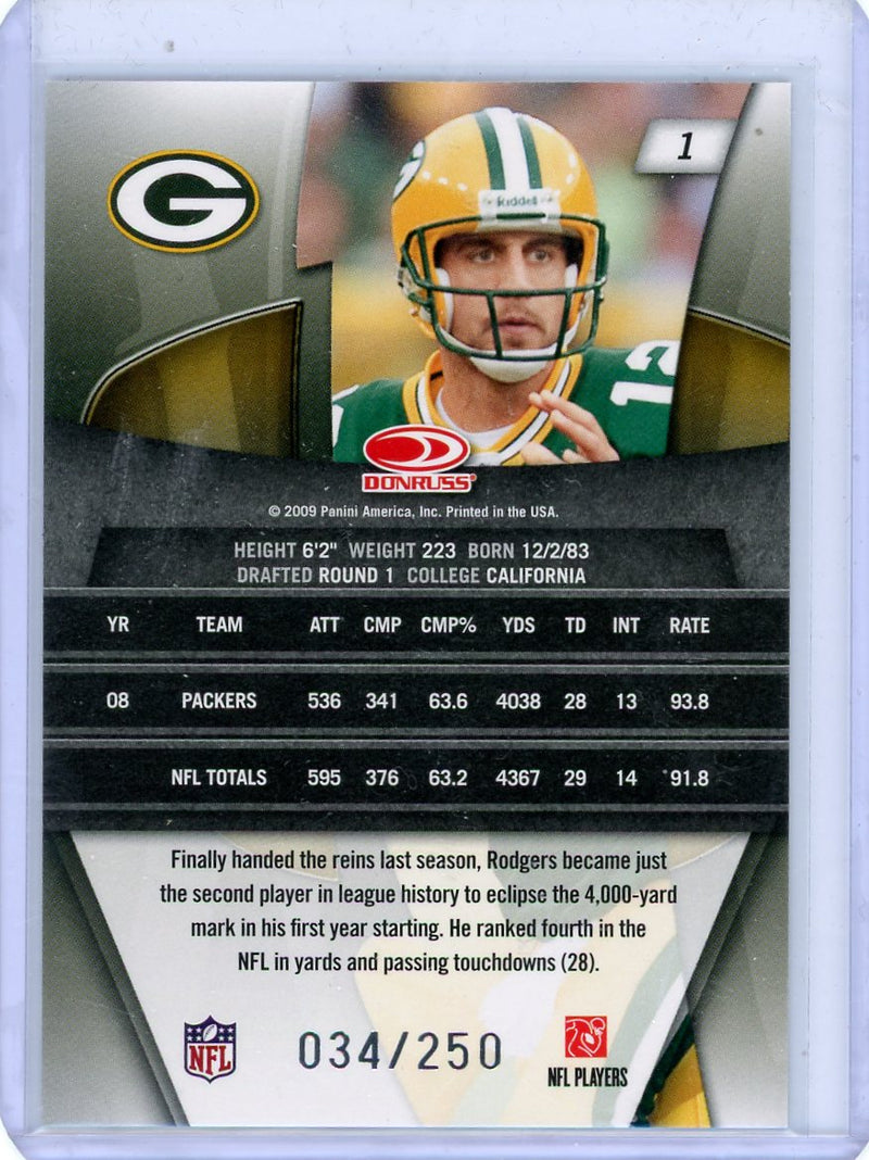 Aaron Rodgers 2009 Donruss Gridiron Gear &