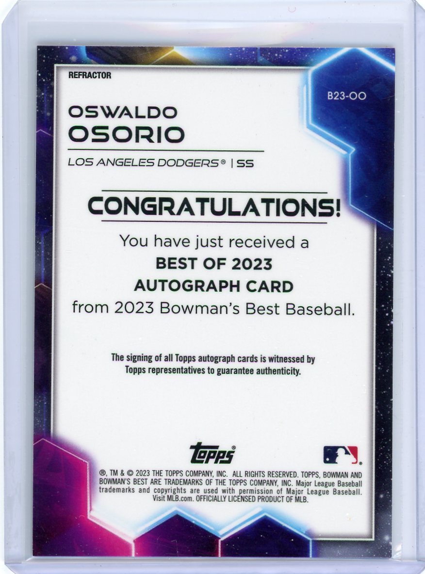 Oswaldo Osorio 2023 Bowman's Best prospect autograph