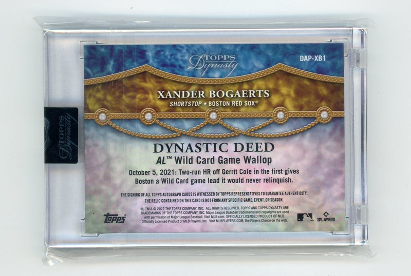 Xander Bogaerts 2022 Topps Dynasty Dynastic Deed relic autograph 