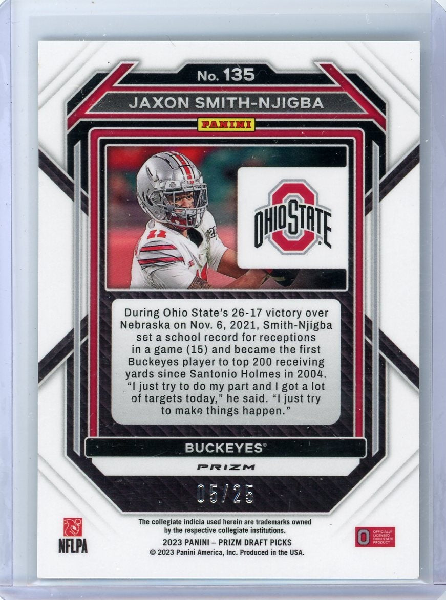 Jaxon Smith-Njigba 2023 Panini Prizm Draft Picks green pulsar rc #'d 05/25