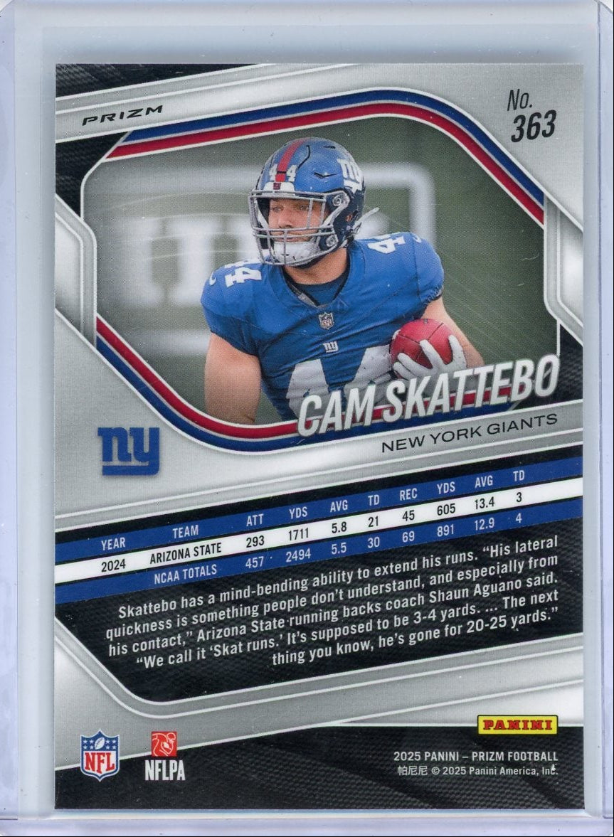 Cam Skattebo 2025 Panini Prizm White Disco rookie card