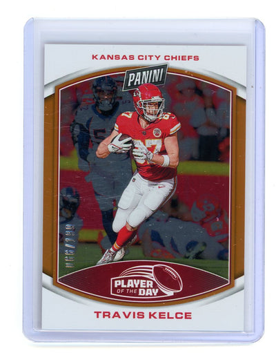 Travis Kelce 2023 Panini Player of the Day orange holo #'d 066/199