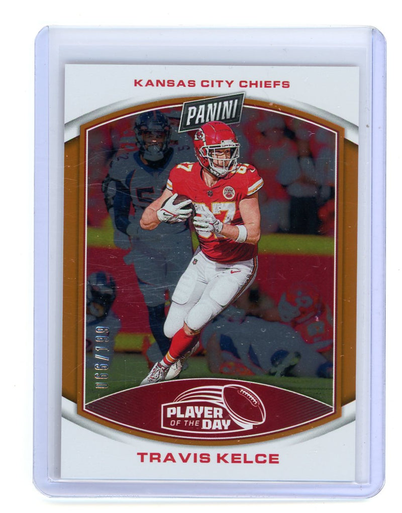Travis Kelce 2023 Panini Player of the Day orange holo 