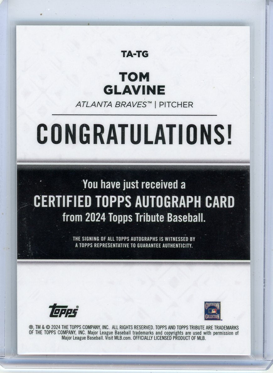 Tom Glavine 2024 Topps Tribute Gold Autograph #'d 50/75