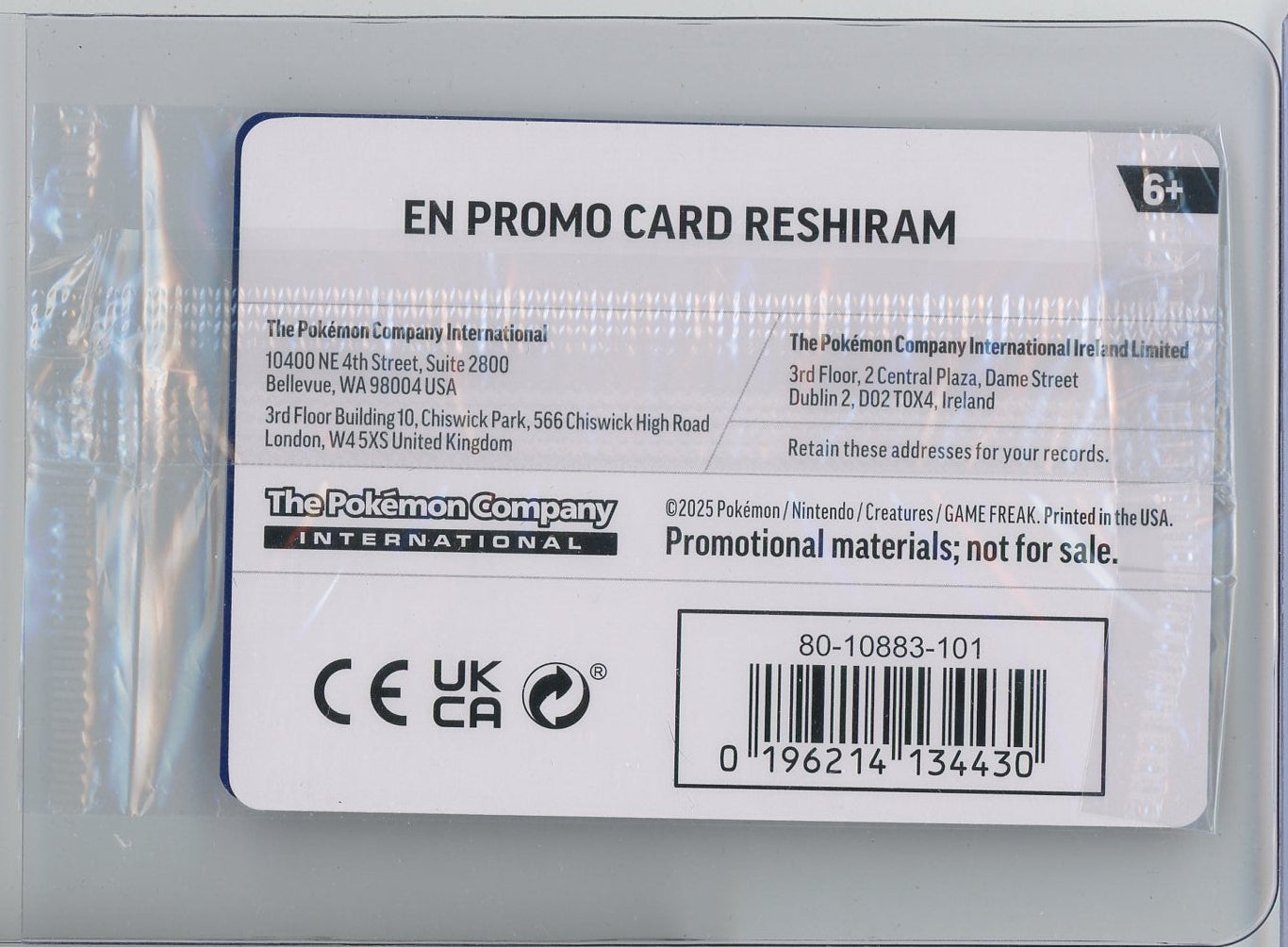 Reshiram Pokémon Phantasmal Flames Sealed Cosmos Holo Promo #017/094