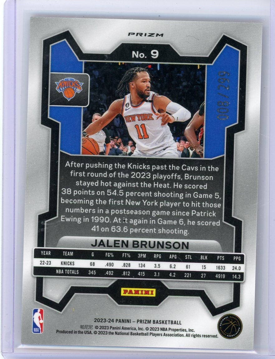Jalen Brunson 2023-24 Panini Prizm Red Prizm #'d 008/299