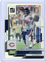 Justin Fields 2022 Panini Donruss Press Proof silver die-cut #'d 03/75