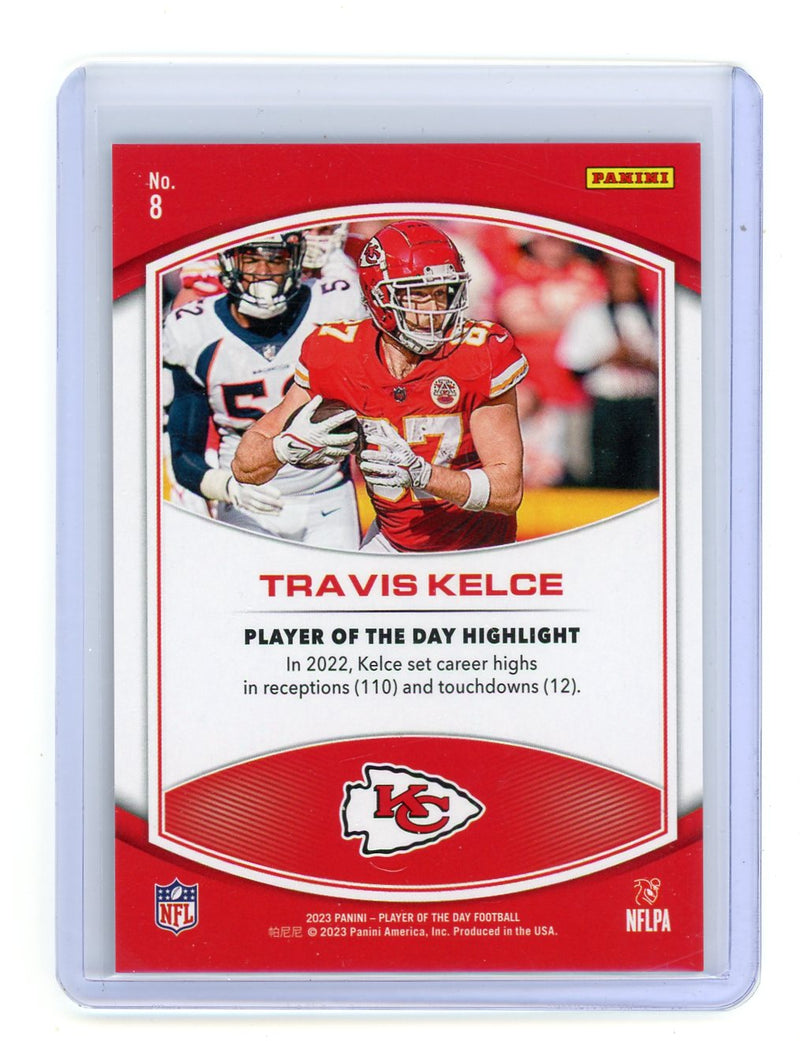 Travis Kelce 2023 Panini Player of the Day orange holo 