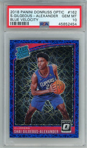 Shai Gilgeous-Alexander 2018 Panini Donruss Optic Blue Velocity rookie card PSA 10