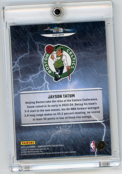 Jayson Tatum 2023-24 Panini Donruss Optic Raining 3s gold prizm #'d 06/10