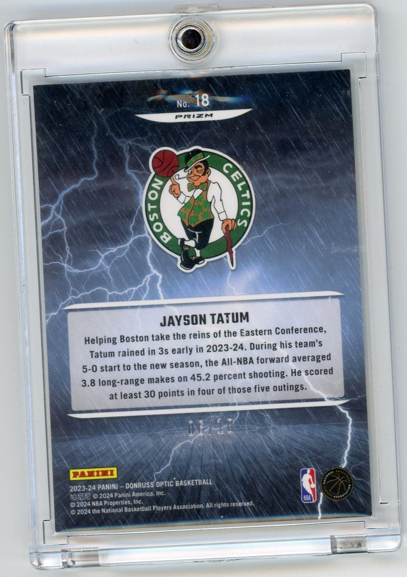 Jayson Tatum 2023-24 Panini Donruss Optic Raining 3s gold prizm 