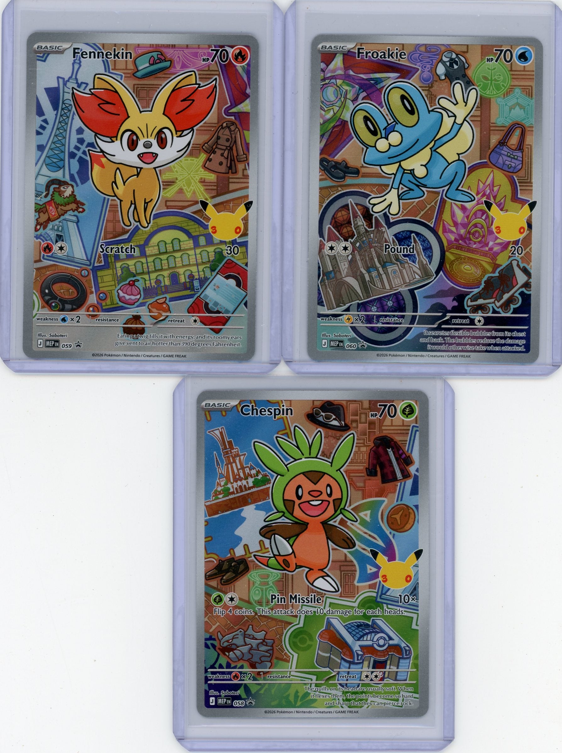 Chespin / Fennekin / Froakie Pokémon First Partner Illustration Collection Set