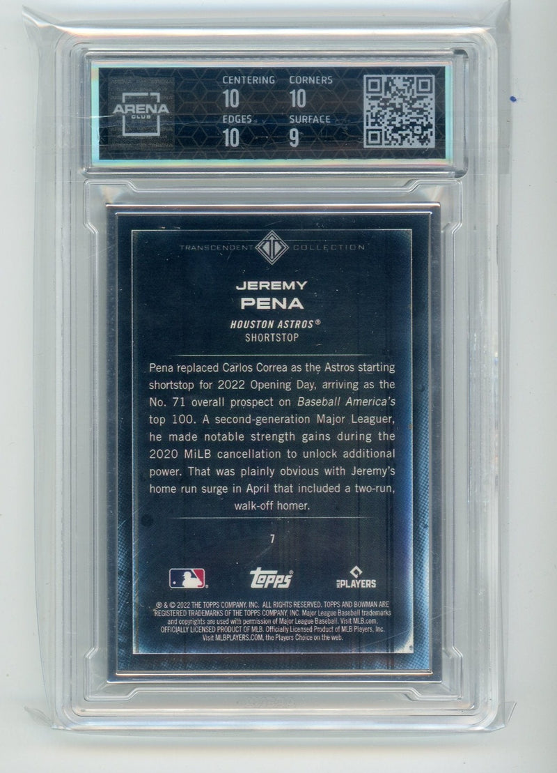 Jeremy Pena 2022 Bowman Transcendent Collection Bowman Icons /50 Arena Club 9.5