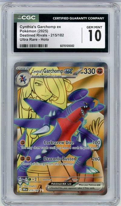 Cynthia's Garchomp 2025 Pokemon Destined Rivals Ultra rare #215/182 CGC 10