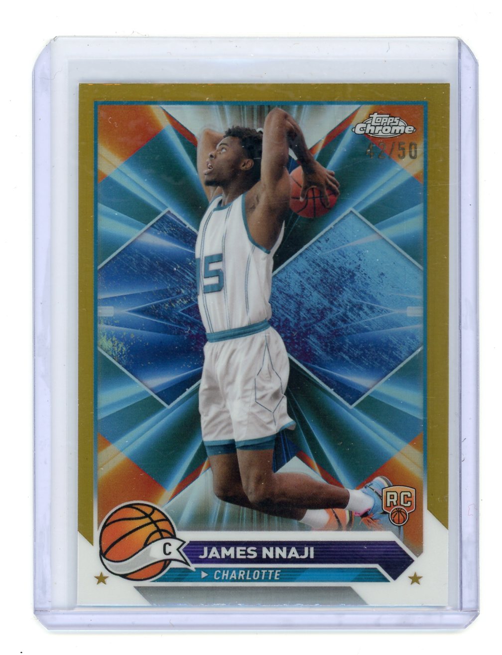 James Nnaji 2023 Topps Chrome Basketball Gold Refractor RC #'d 42/50