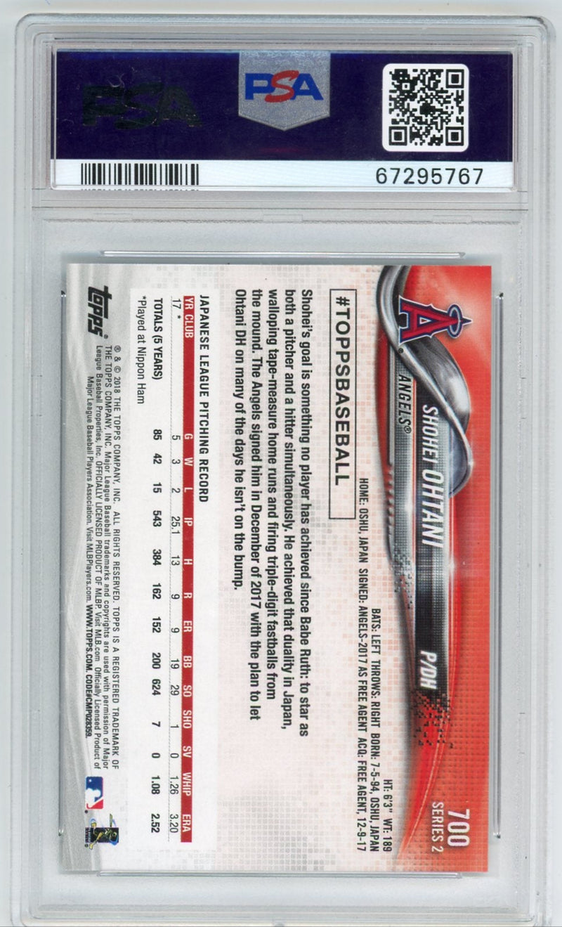 Shohei Ohtani 2018 Topps Series 2 Pitching rookie card PSA 10
