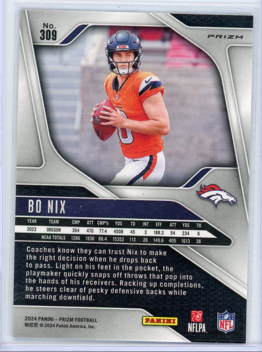 Bo Nix 2024 Panini Red White & Blue Prizm RC