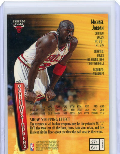 Michael Jordan 1998 Topps Finest (with coating) Showstoppers #271 theme #S11 (common)