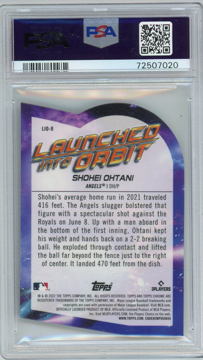 Shohei Ohtani 2022 Topps Cosmic Chrome Launched into Orbit Die Cut PSA 9