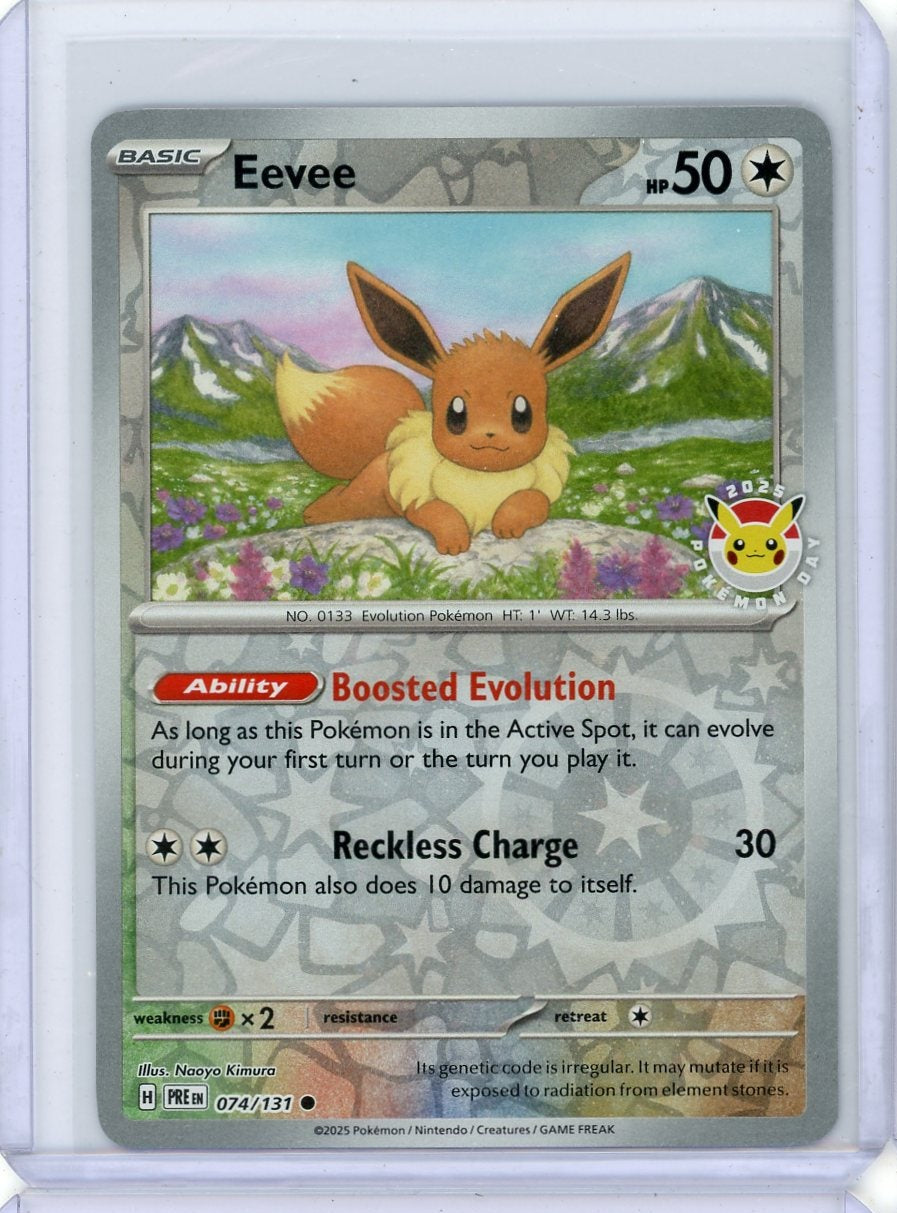 Eevee Pokémon Prismatic Evolutions 2025 Pokémon Day Stamped Promo #074/131